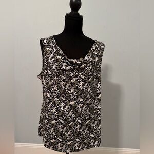 Floral Sleeveless Top - Black and White